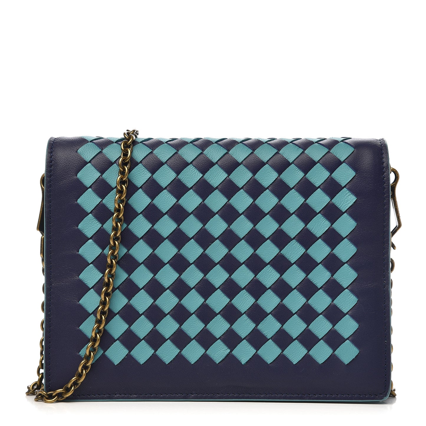 Nappa Intrecciato Crossbody Bag Atlantic Aqua