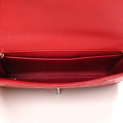 Chanel Caviar Quilted Clutch With Chain Flap Red 8 of 10