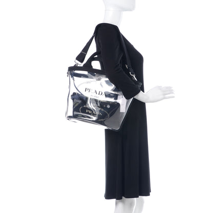 Prada Plexiglass Canapa Small Shopper Tote Black 2 of 8