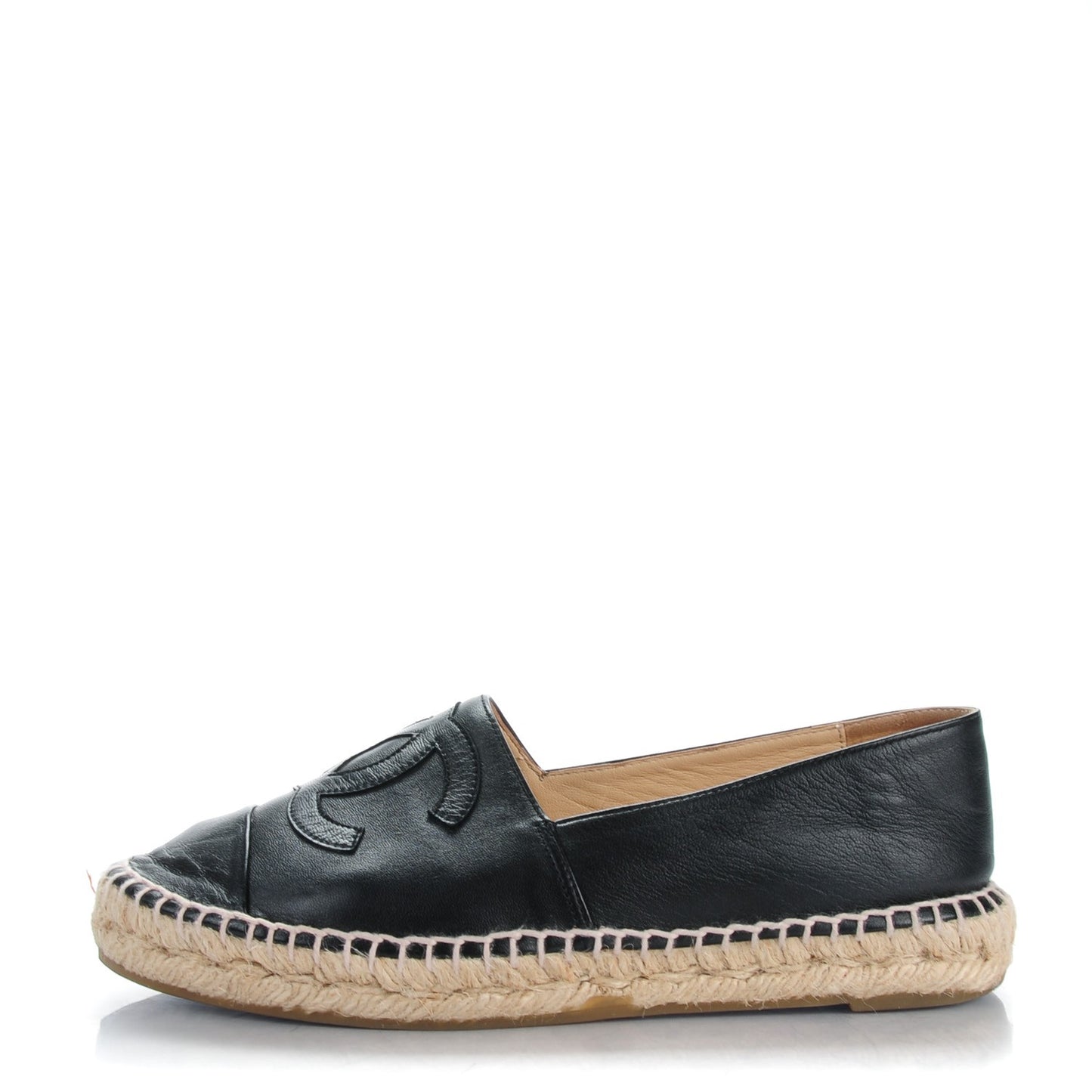 Lambskin CC Espadrilles 38 Black
