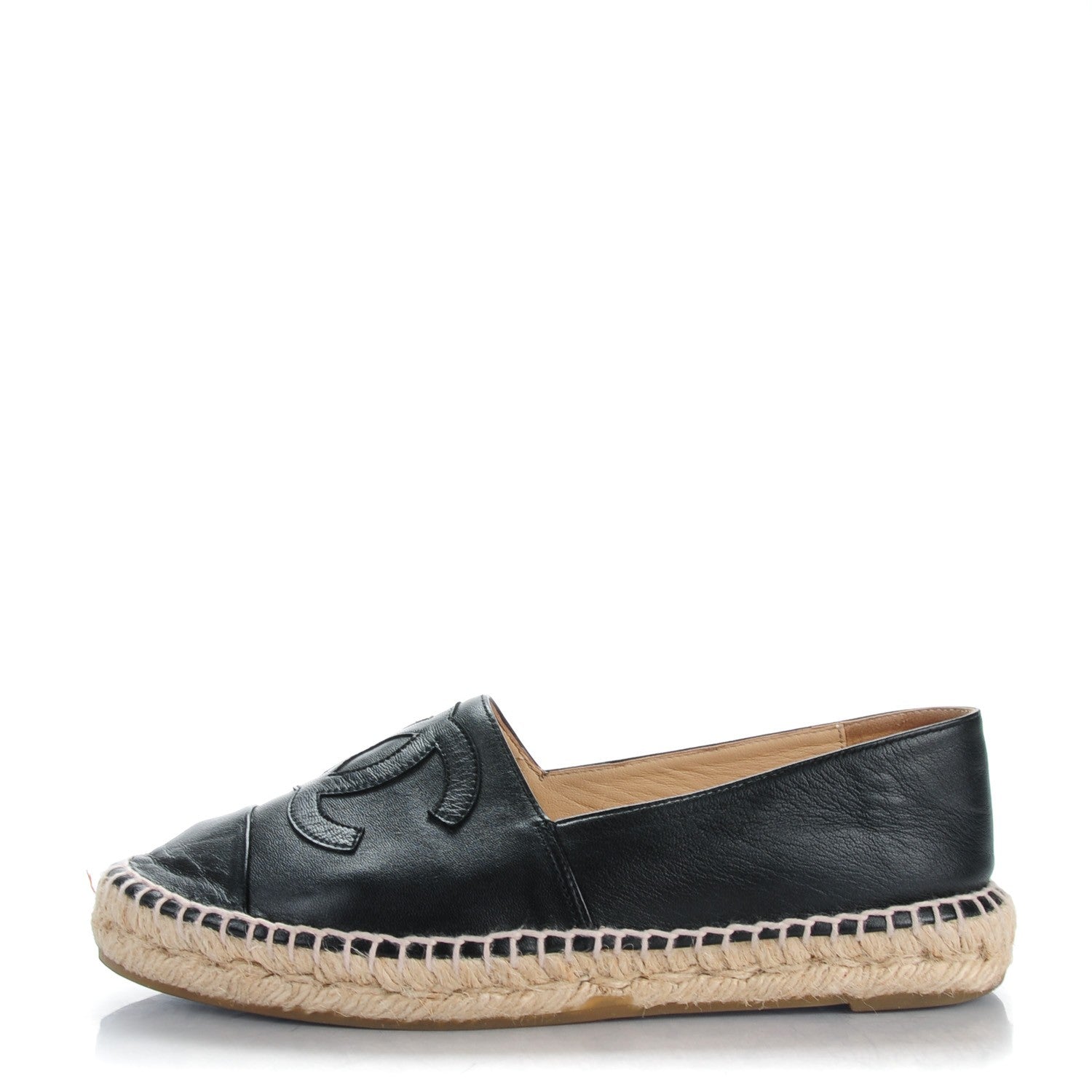 Chanel Lambskin CC Espadrilles 38 Black 1 of 10