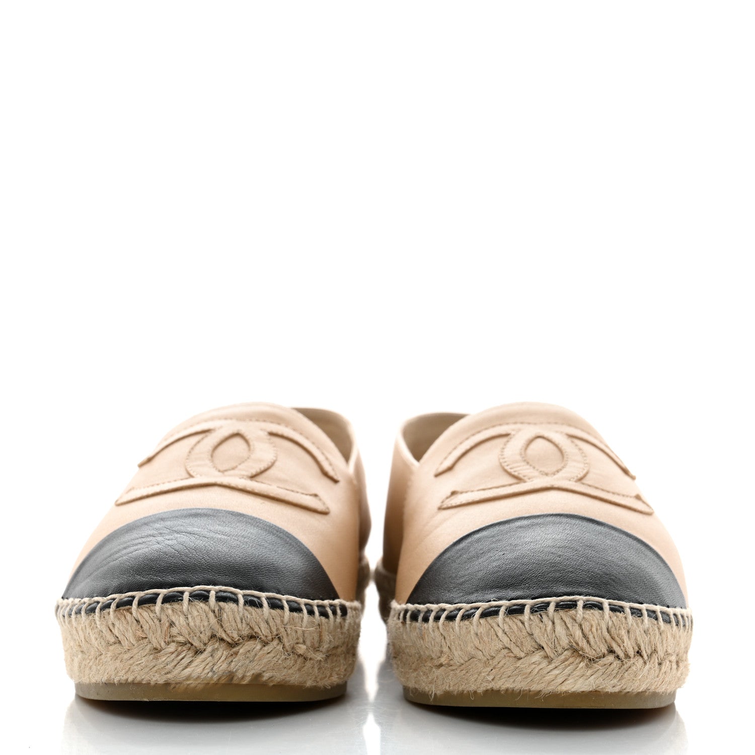 Chanel Lambskin CC Espadrilles 39 Beige Black 2 of 9