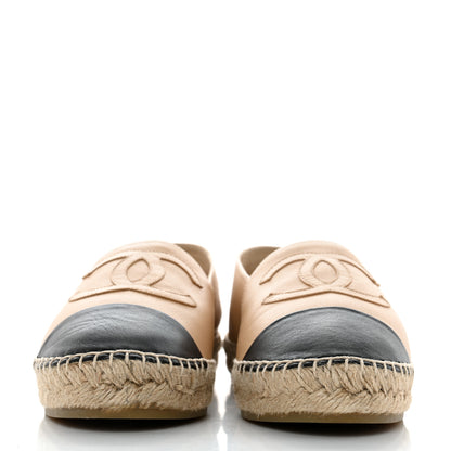 Chanel Lambskin CC Espadrilles 39 Beige Black 2 of 9