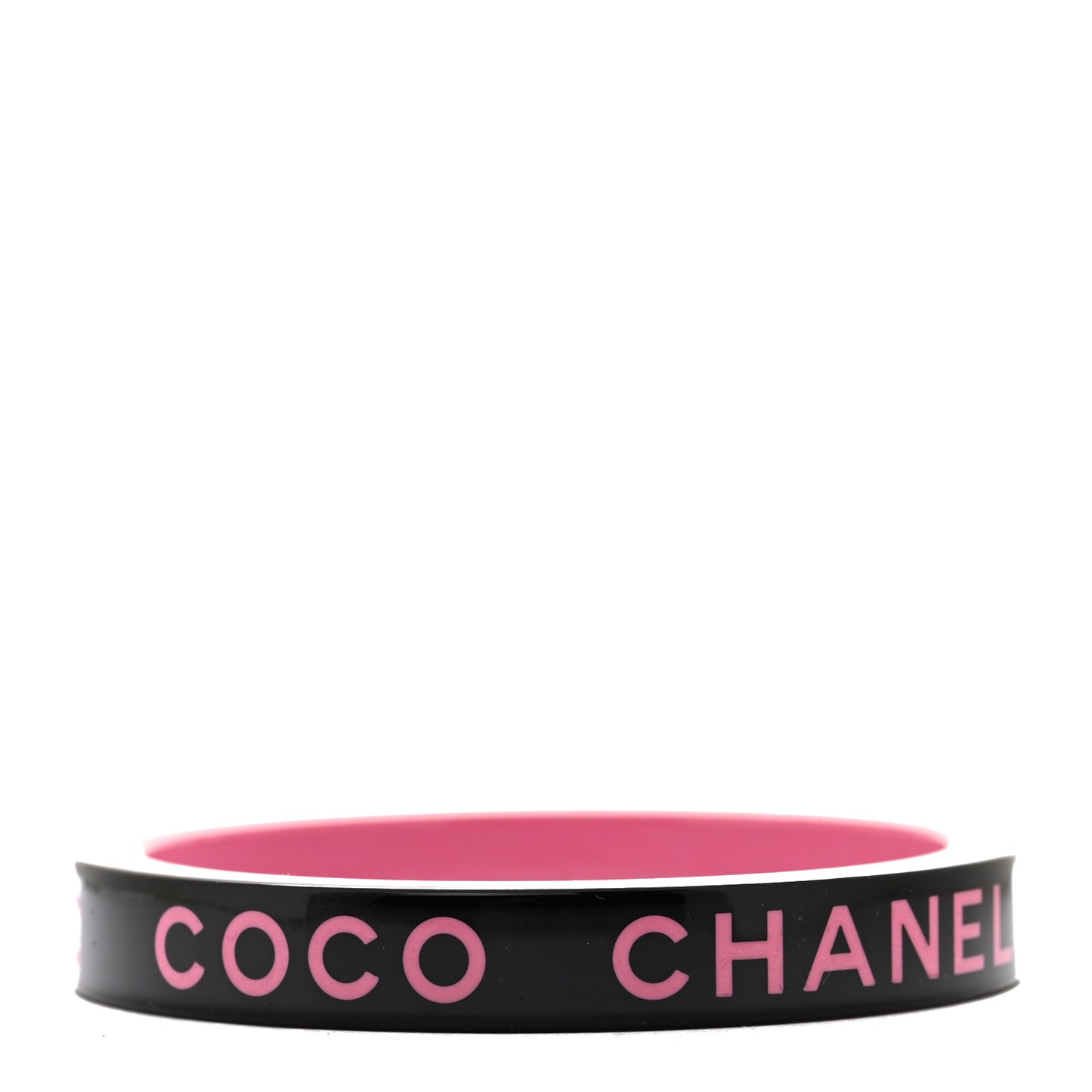 Resin Logo Bangle Bracelet Pink Black