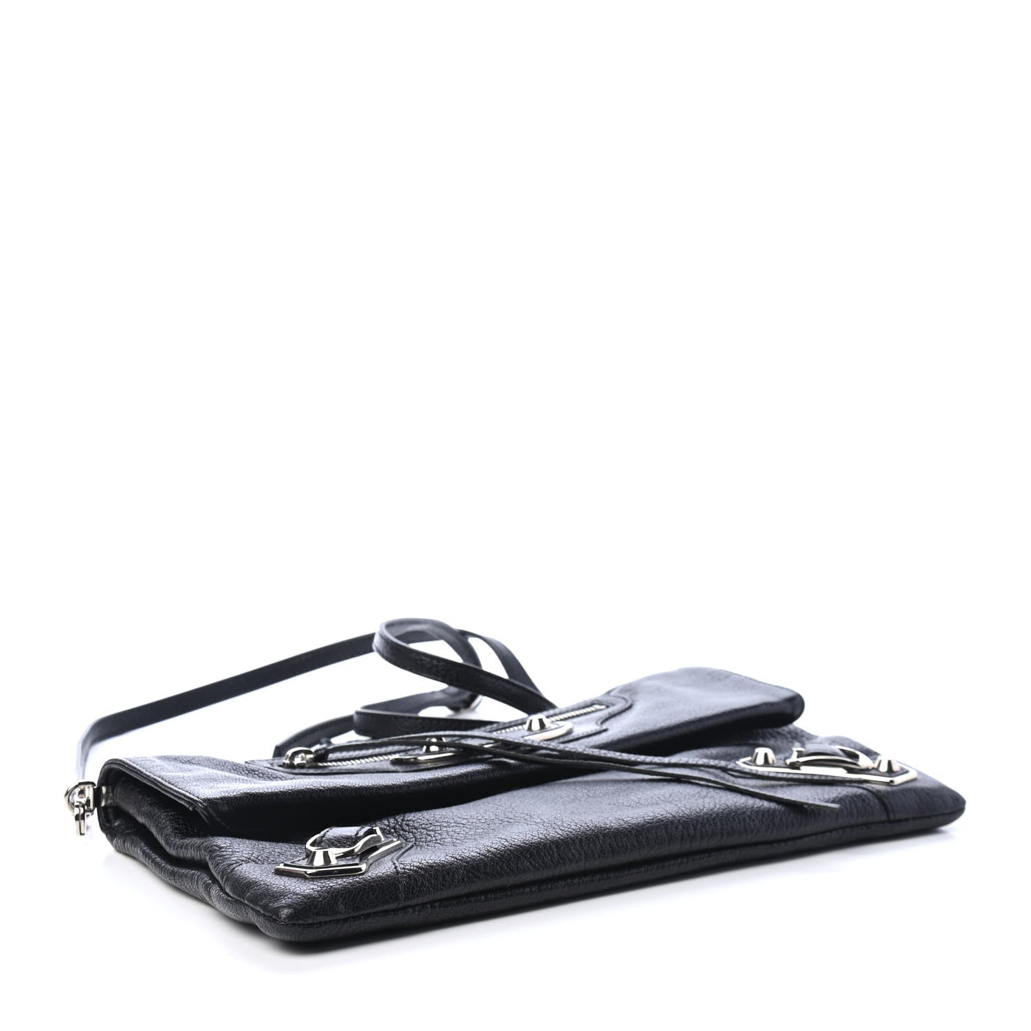 Balenciaga Chevre Silver Metallic Edge Hardware Envelope Clutch Black 3 of 4