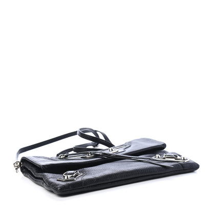 Balenciaga Chevre Silver Metallic Edge Hardware Envelope Clutch Black 3 of 4