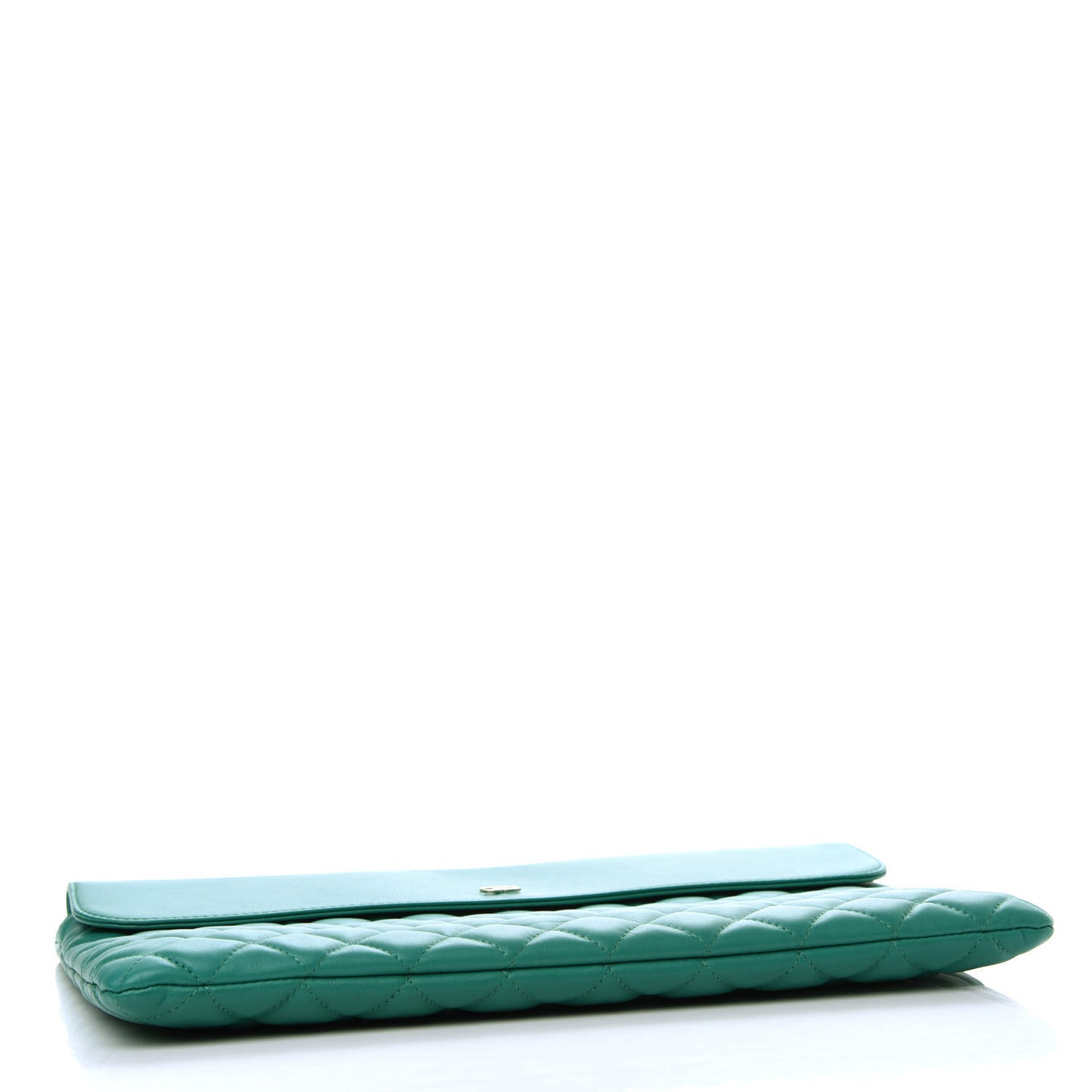 Lambskin Quilted Large Flap Cosmetic Case Turquoise