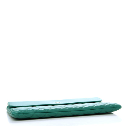 Chanel Lambskin Quilted Large Flap Cosmetic Case Turquoise 4 of 8