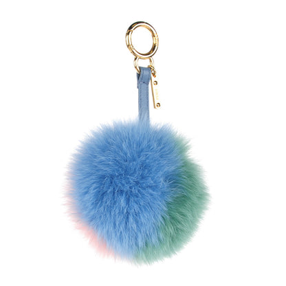 Fendi Fox Fur Vitello Elite Tri-Color Pom Pom Bag Charm Pink Nebula Acqua Ceruleo 1 of 5