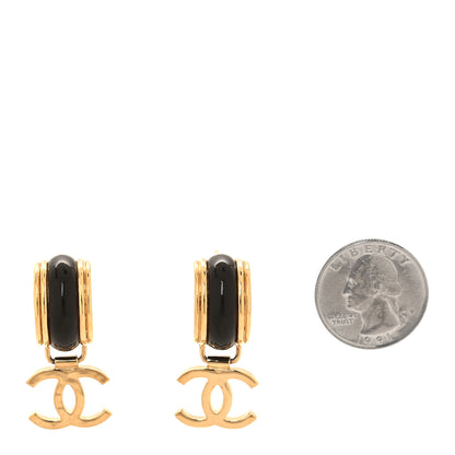 Chanel Resin CC Drop Earrings Gold Black 2 of 4