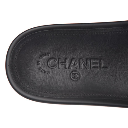 Chanel Fantasy Lambskin Pearl Chain CC Flat Mules 40 Silver Black 6 of 10