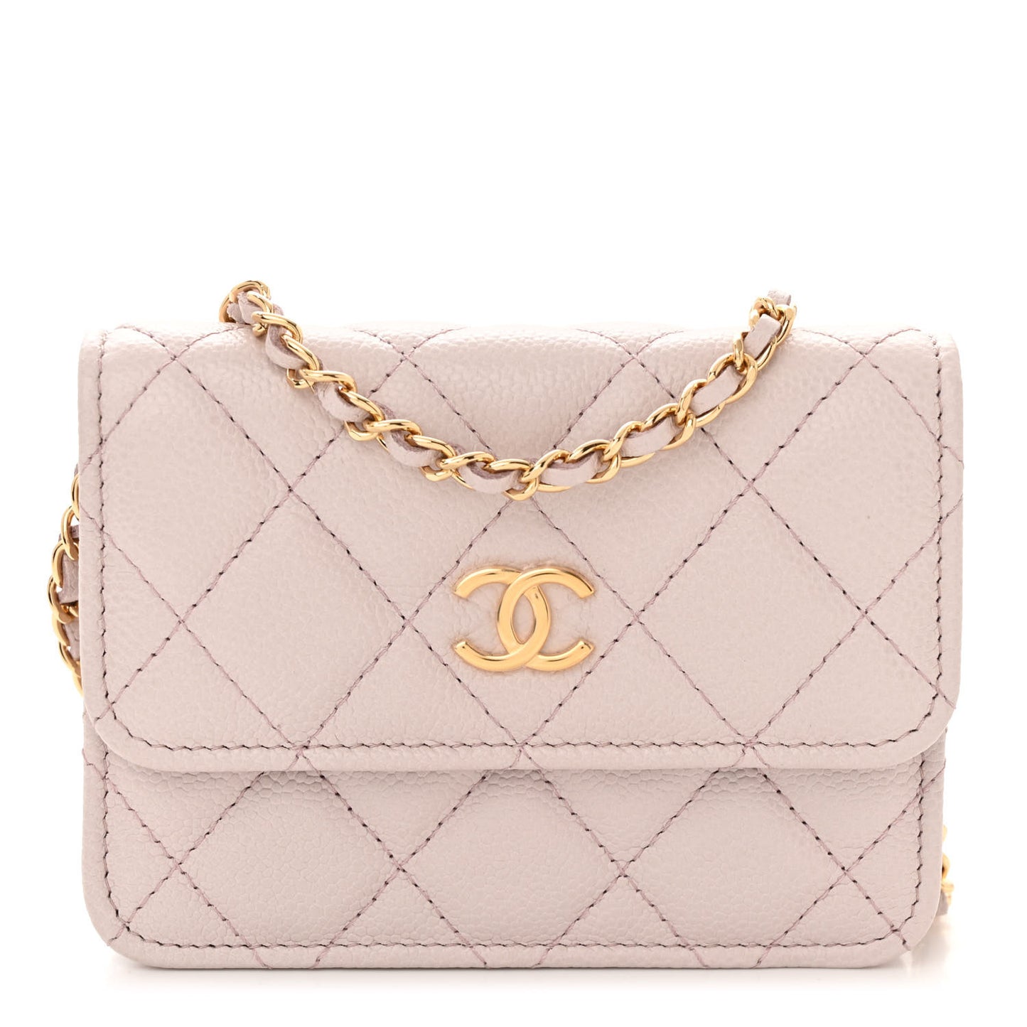 Caviar Quilted Miss Coco Clutch With Chain Light Purple