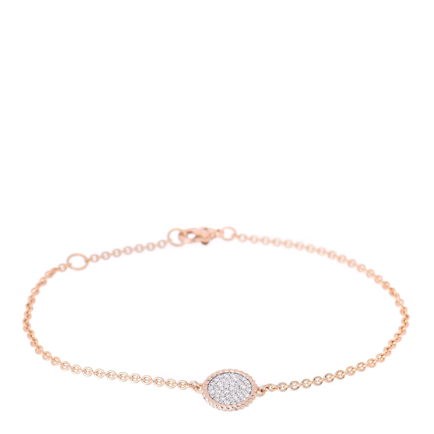 18K Rose Gold Diamond Cable Collectibles Pave Charm Bracelet