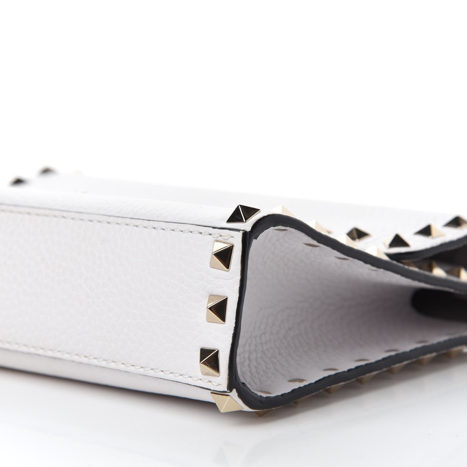 Valentino Garavani Pebbled Calfskin Medium Rockstud Flip Lock Crossbody Bag White 7 of 9