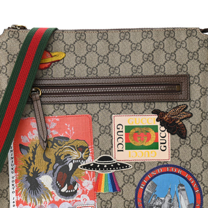 Gucci Soft GG Supreme Monogram Courrier Web Medium Flat Messenger Bag Beige New Acero Multicolor 8 of 10