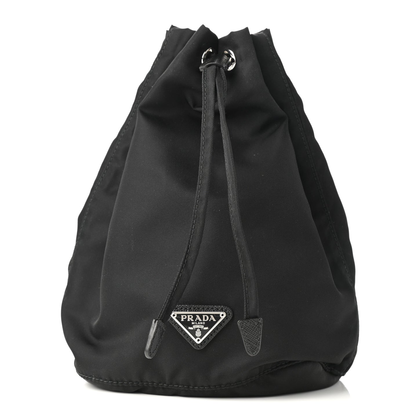 Saffiano Tessuto Nylon Vela Bucket Wristlet Black