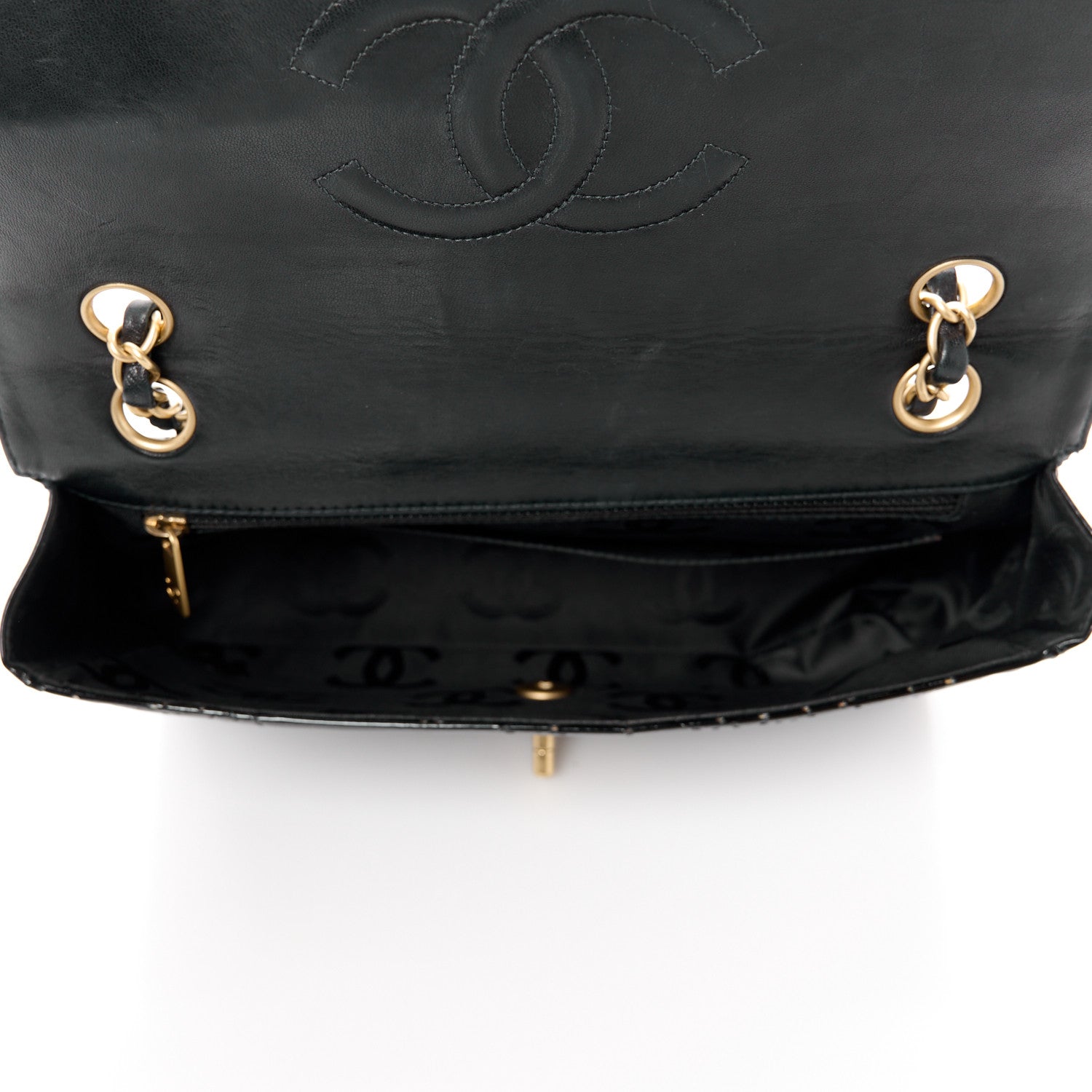 Chanel Patent Perforated Camellia Medium Single Flap Black 5 of 13