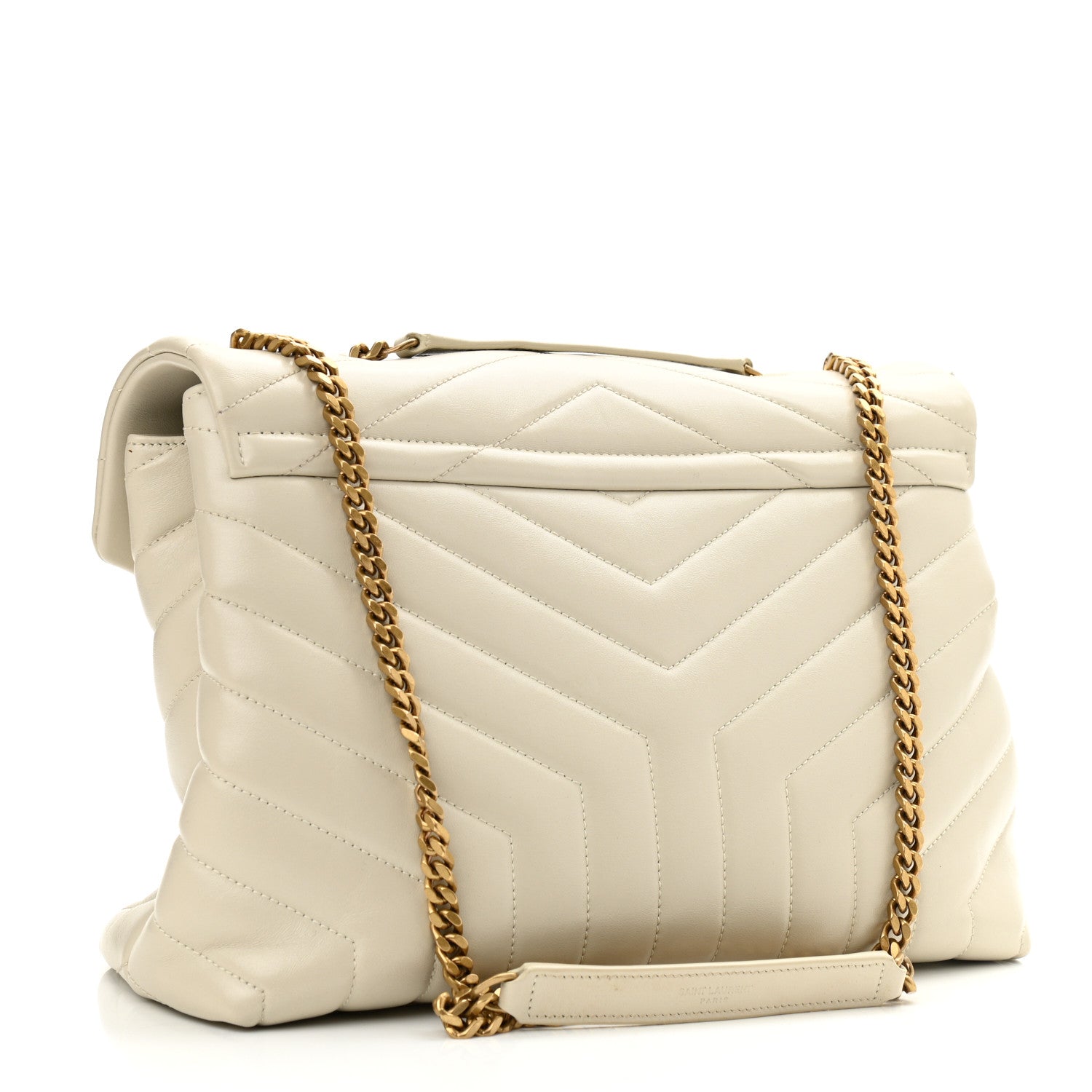 Saint Laurent Calfskin Y Quilted Monogram Medium Loulou Chain Satchel Blanc Vintage 3 of 14