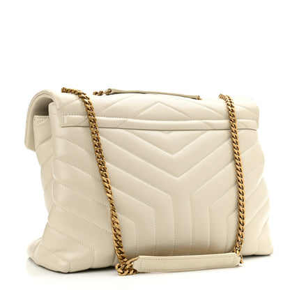 Saint Laurent Calfskin Y Quilted Monogram Medium Loulou Chain Satchel Blanc Vintage 3 of 14