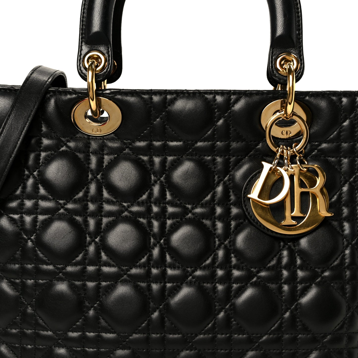 Lambskin Cannage Large Lady Dior Black