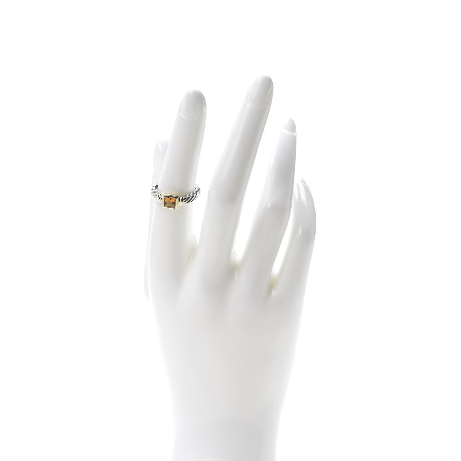 David Yurman Sterling Silver 18K Yellow Gold Citrine Stackable Ring 53 6.5 2 of 5