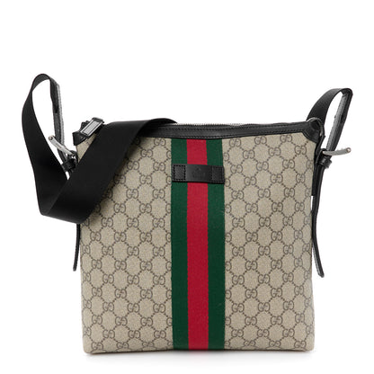 Gucci GG Supreme Monogram Web Messenger Bag Black 1 of 10