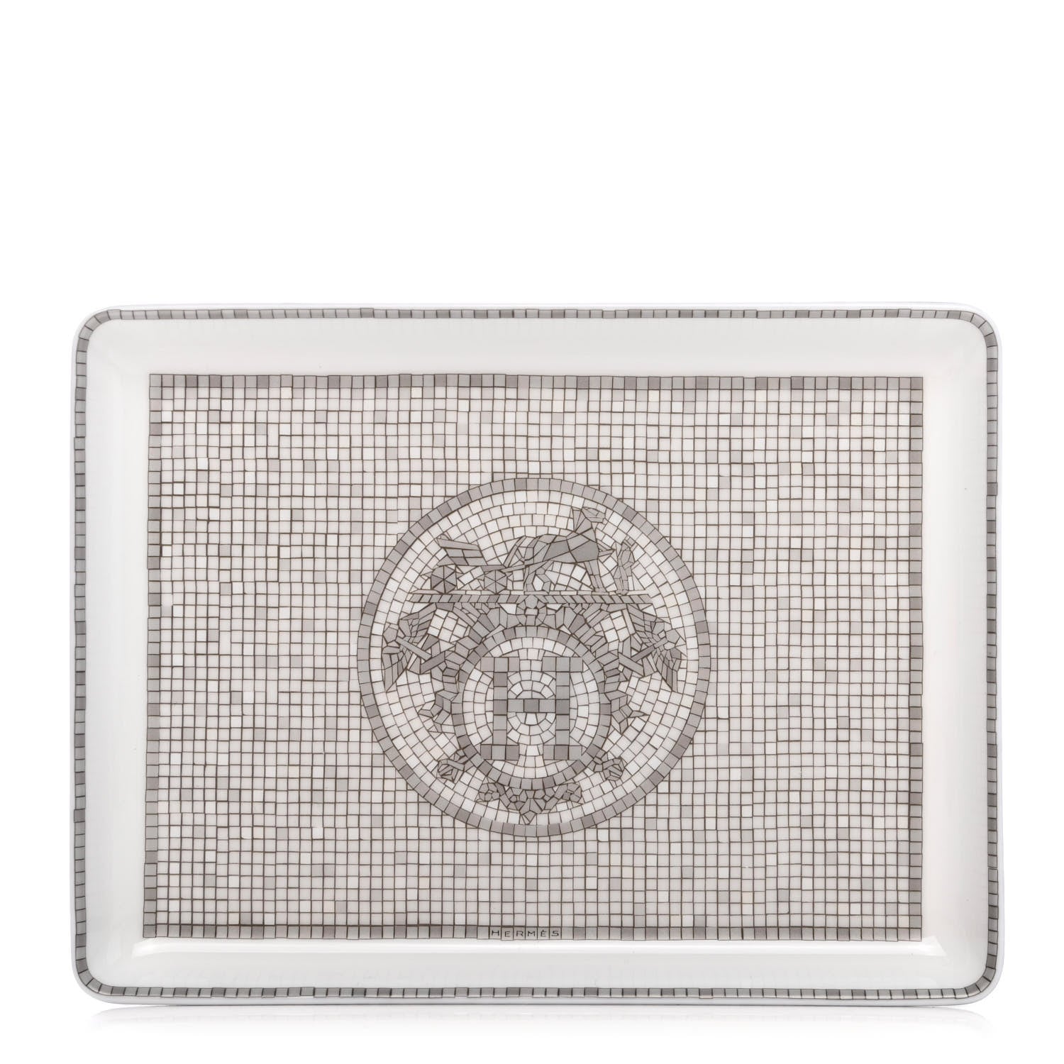 Hermes Porcelain Mosaique Au 24 Sushi Plate Platine 1 of 4