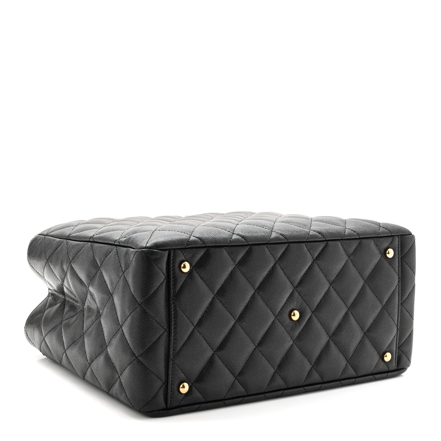 Caviar Quilted Small Shopping Tote Black