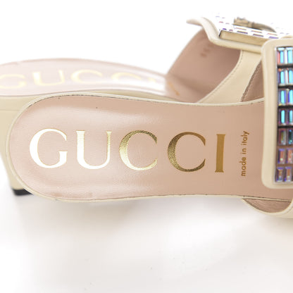 Gucci Malaga Kid Crystal Square G Madelyn Mules 41 Vintage White 6 of 7