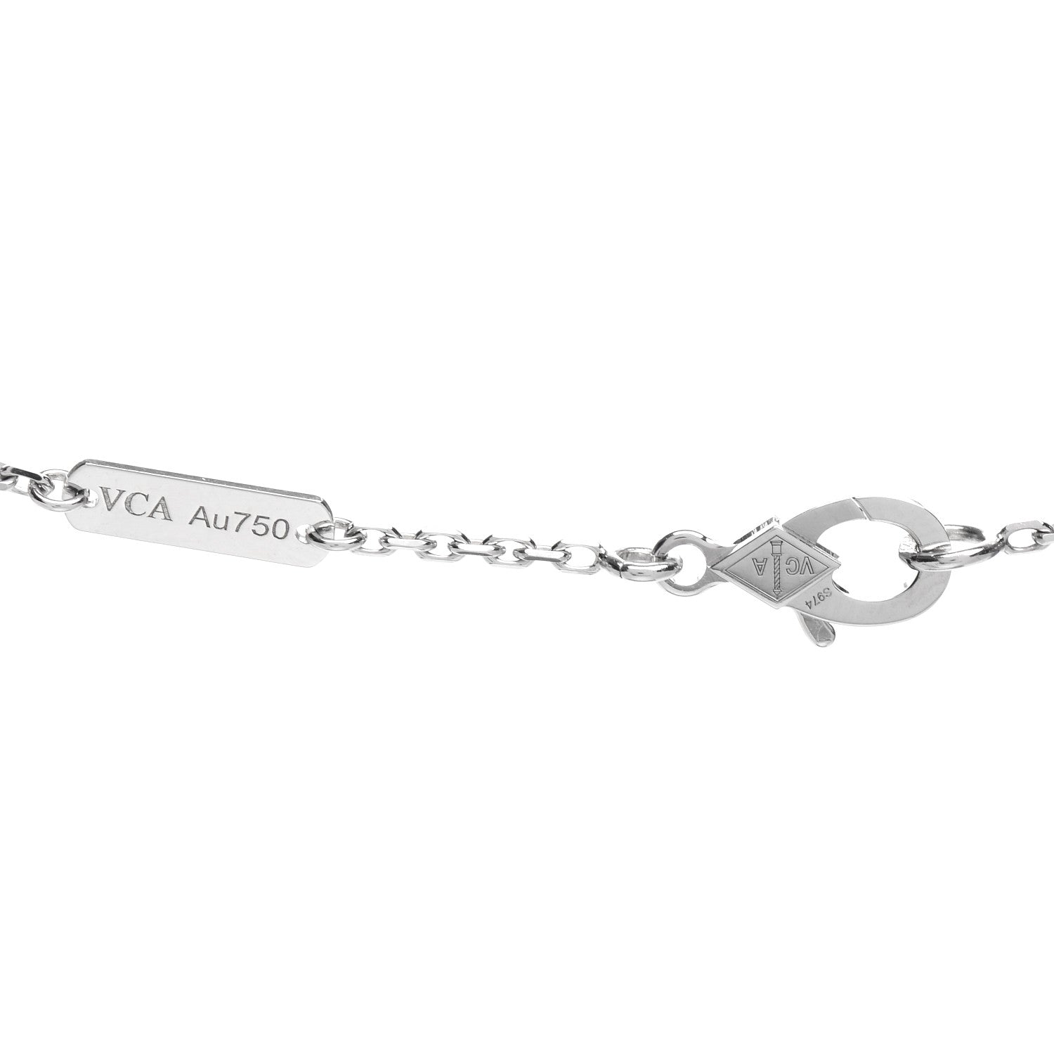 Van Cleef & Arpels 18K White Gold Diamond Guilloche Vintage Alhambra Pendant Necklace 4 of 5