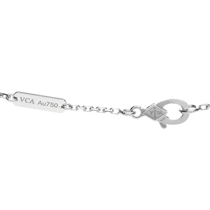 Van Cleef & Arpels 18K White Gold Diamond Guilloche Vintage Alhambra Pendant Necklace 4 of 5