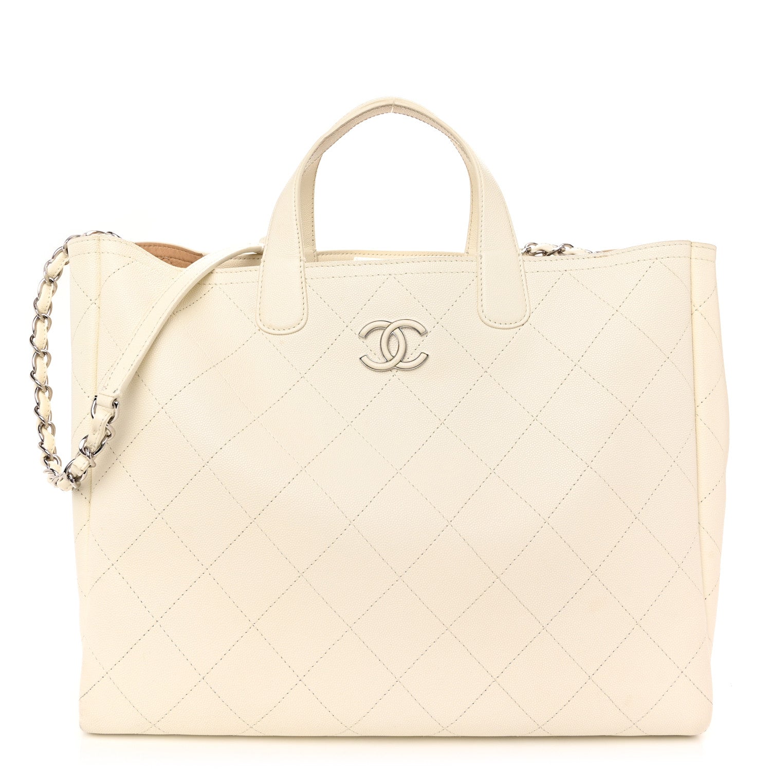 Chanel Caviar Stitched Large Shopping Tote White 1 of 14