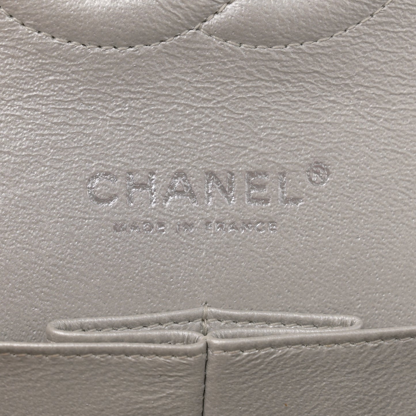 Metallic Lambskin Perforated Medium Double Flap Light Silver