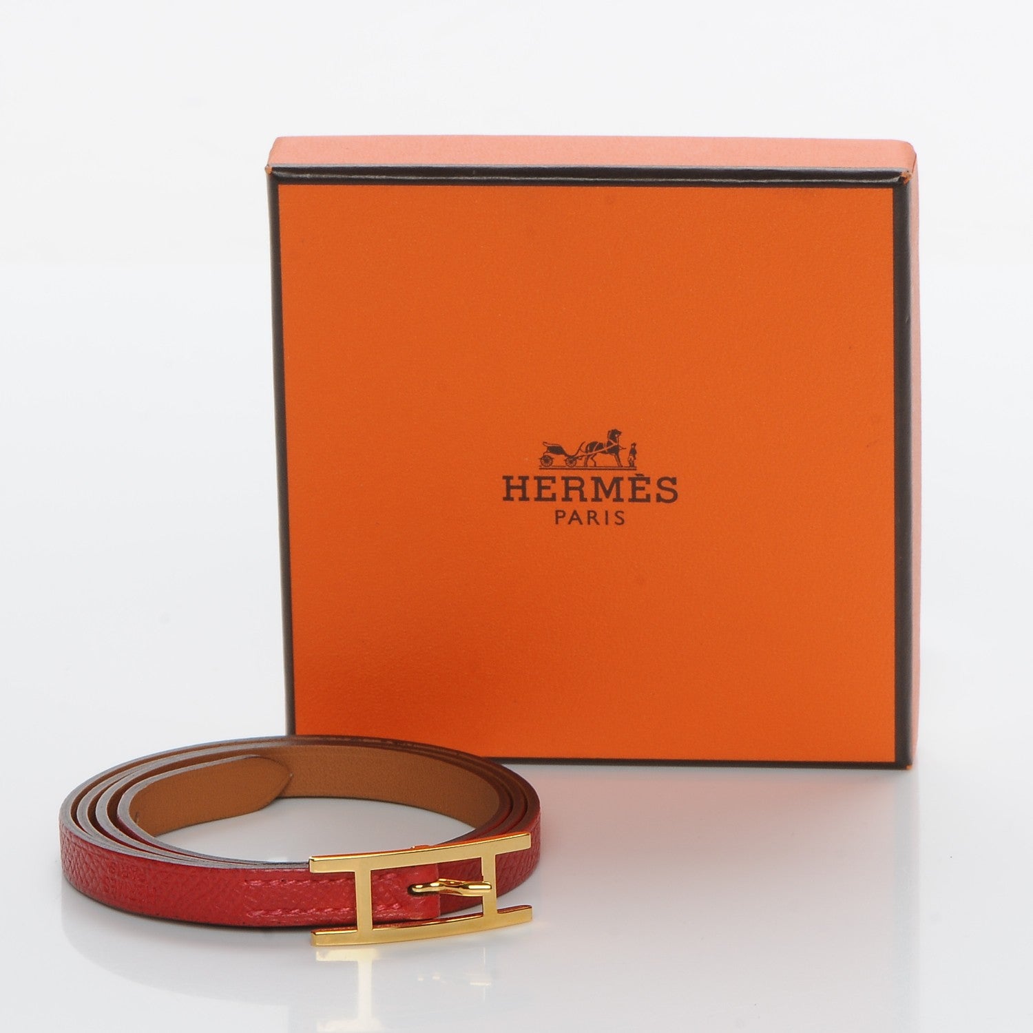 Hermes Swift Epsom Hapi Double Tour S Bracelet Rouge Casaque 5 of 5