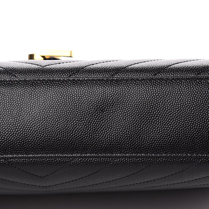 Saint Laurent Grain De Poudre Matelasse Chevron Large Monogram Satchel Black 9 of 9