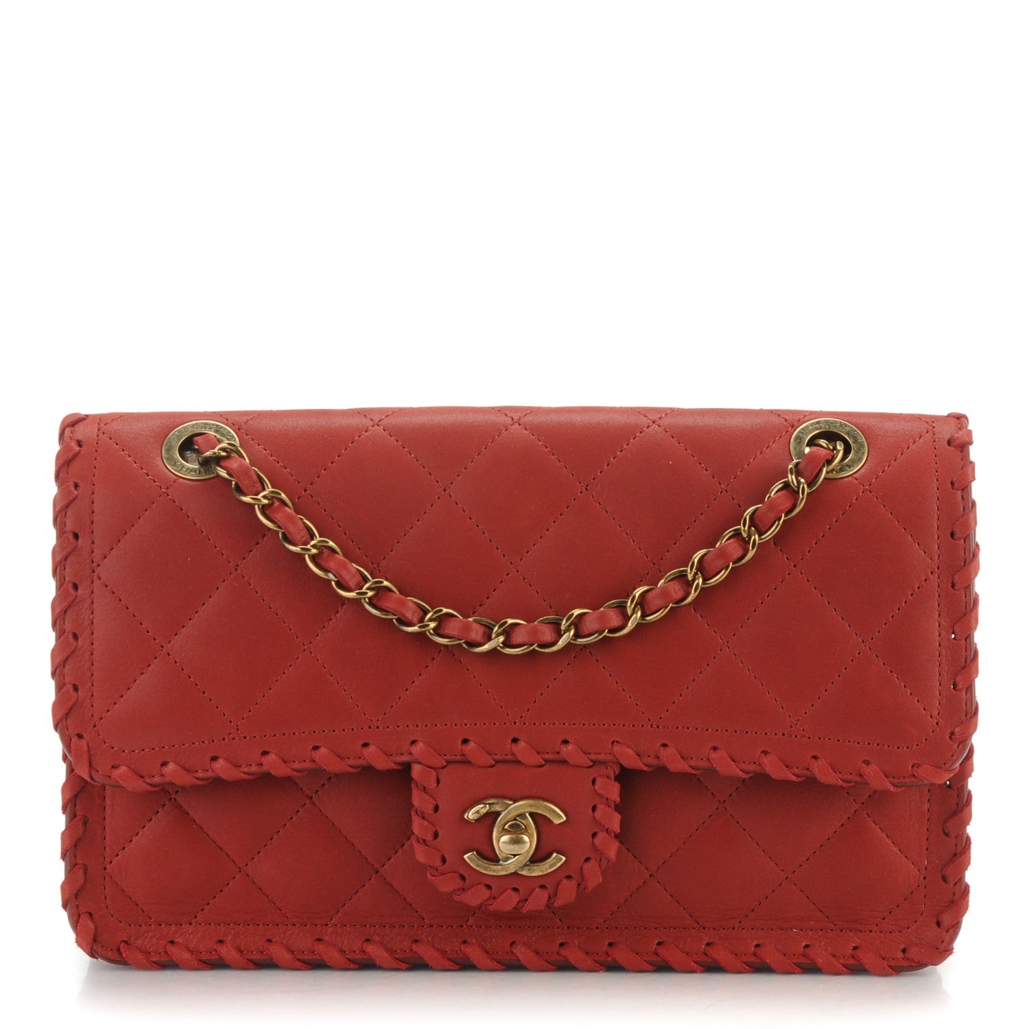 Chanel Suede Calfskin Jumbo Happy Stitch Flap Red 1 of 9