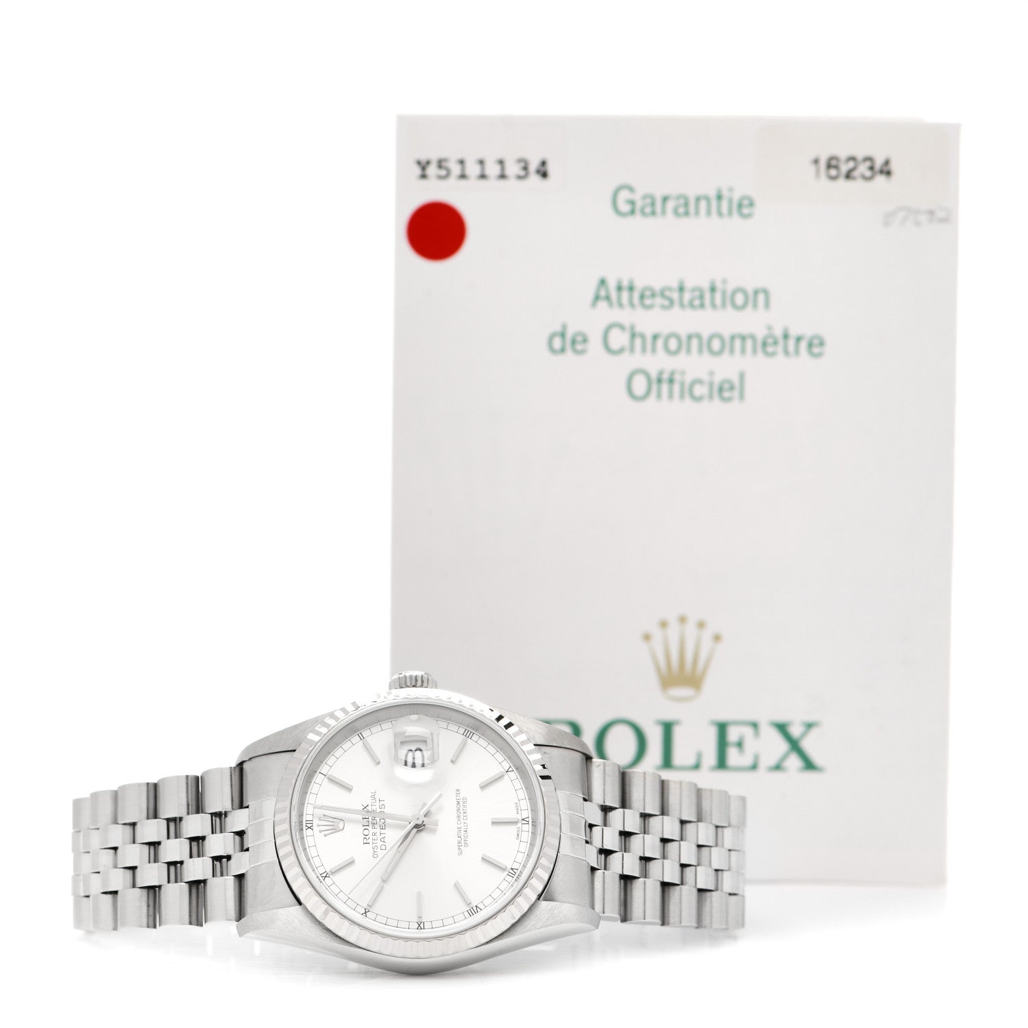 Rolex Stainless Steel 18K White Gold 36mm Oyster Perpetual Datejust Watch Silver 16234 5 of 5