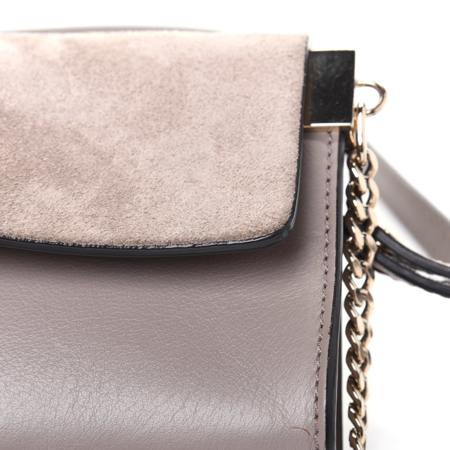 Suede Calfskin Mini Faye Shoulder Bag Motty Grey