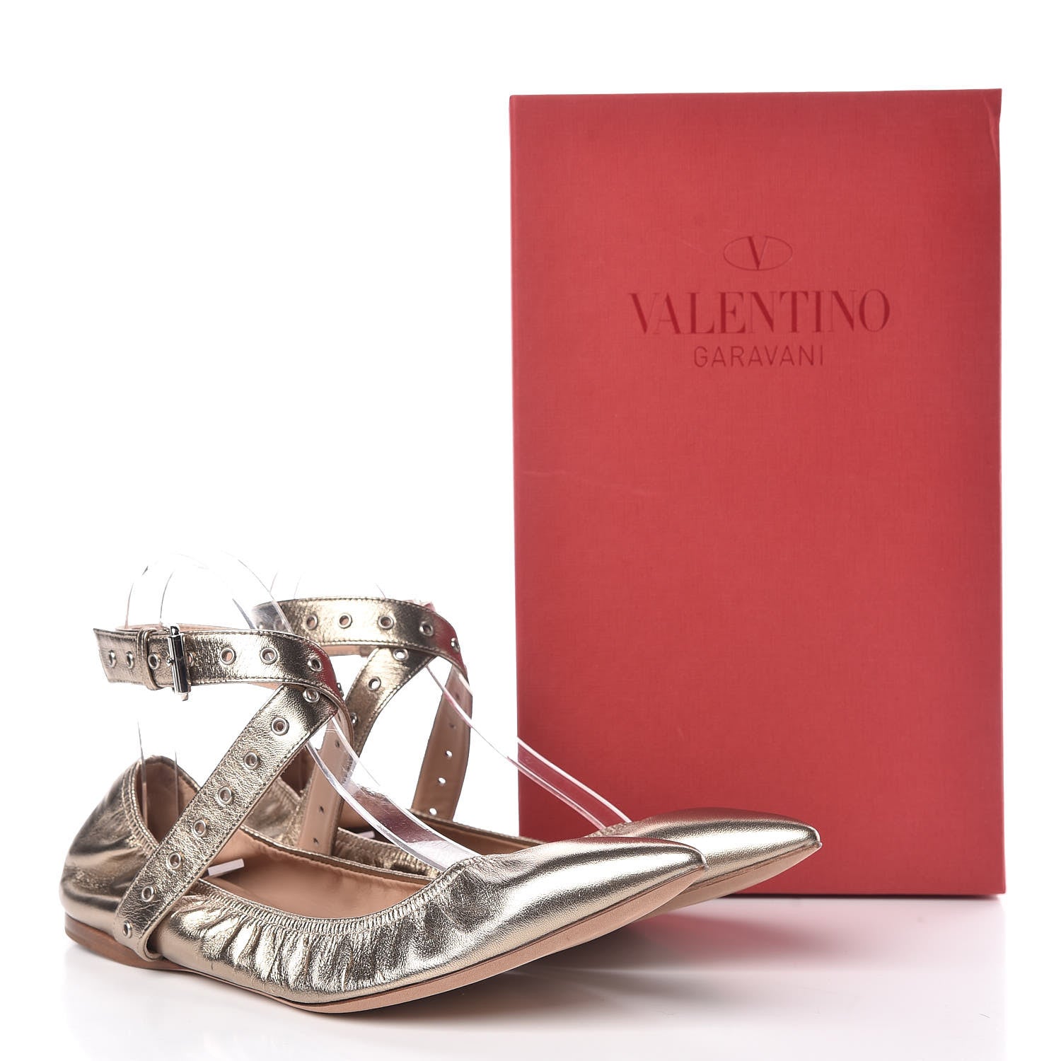 Valentino Garavani Metallic Nappa Love Latch Ballerina Flats 39 Skin 10 of 10