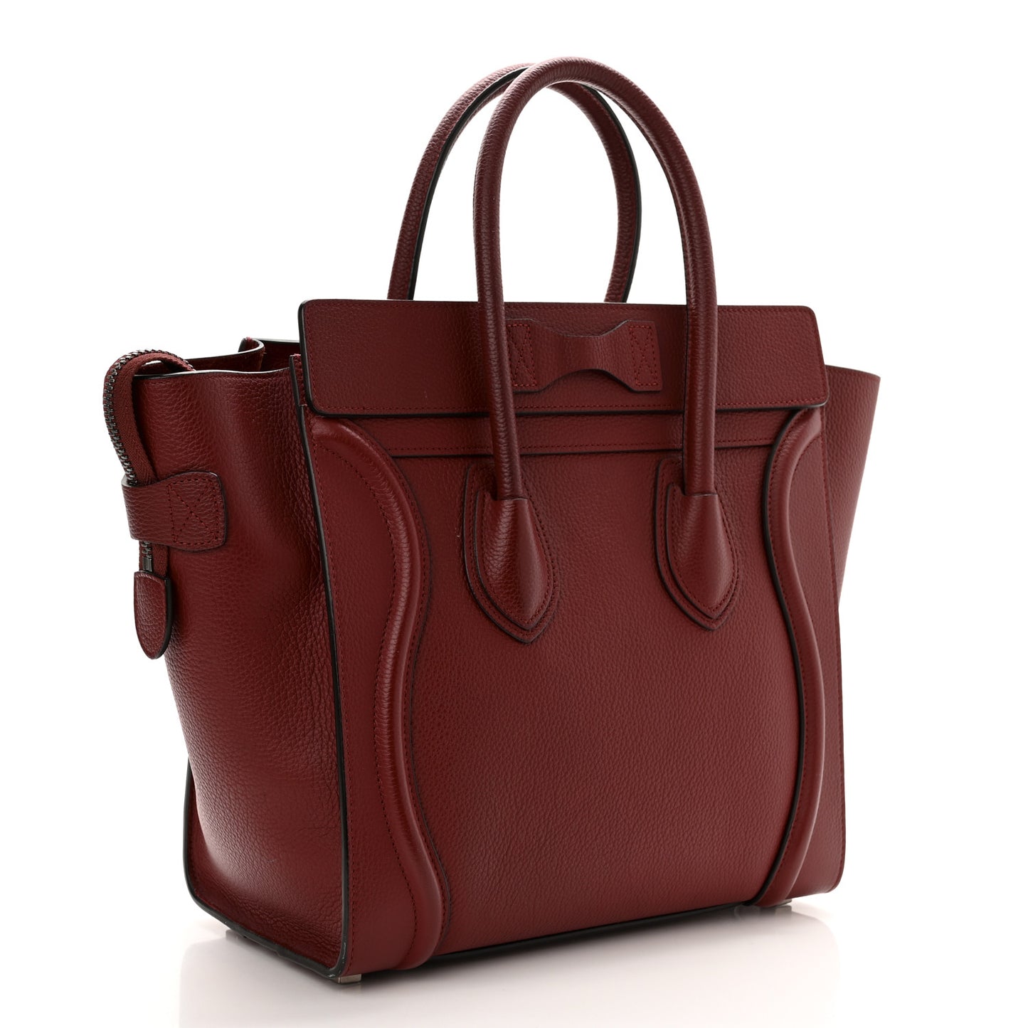 Drummed Calfskin Micro Luggage Merlot