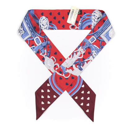 Hermes Silk Brides de Gala Love Twilly Rouge Bleu Bordeaux 1 of 4