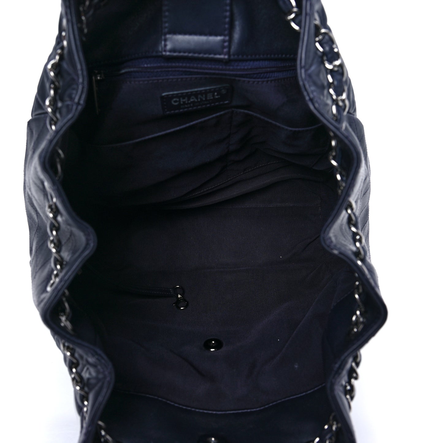 Lambskin Quilted Large Drawstring Shoulder Bag Dark Purple