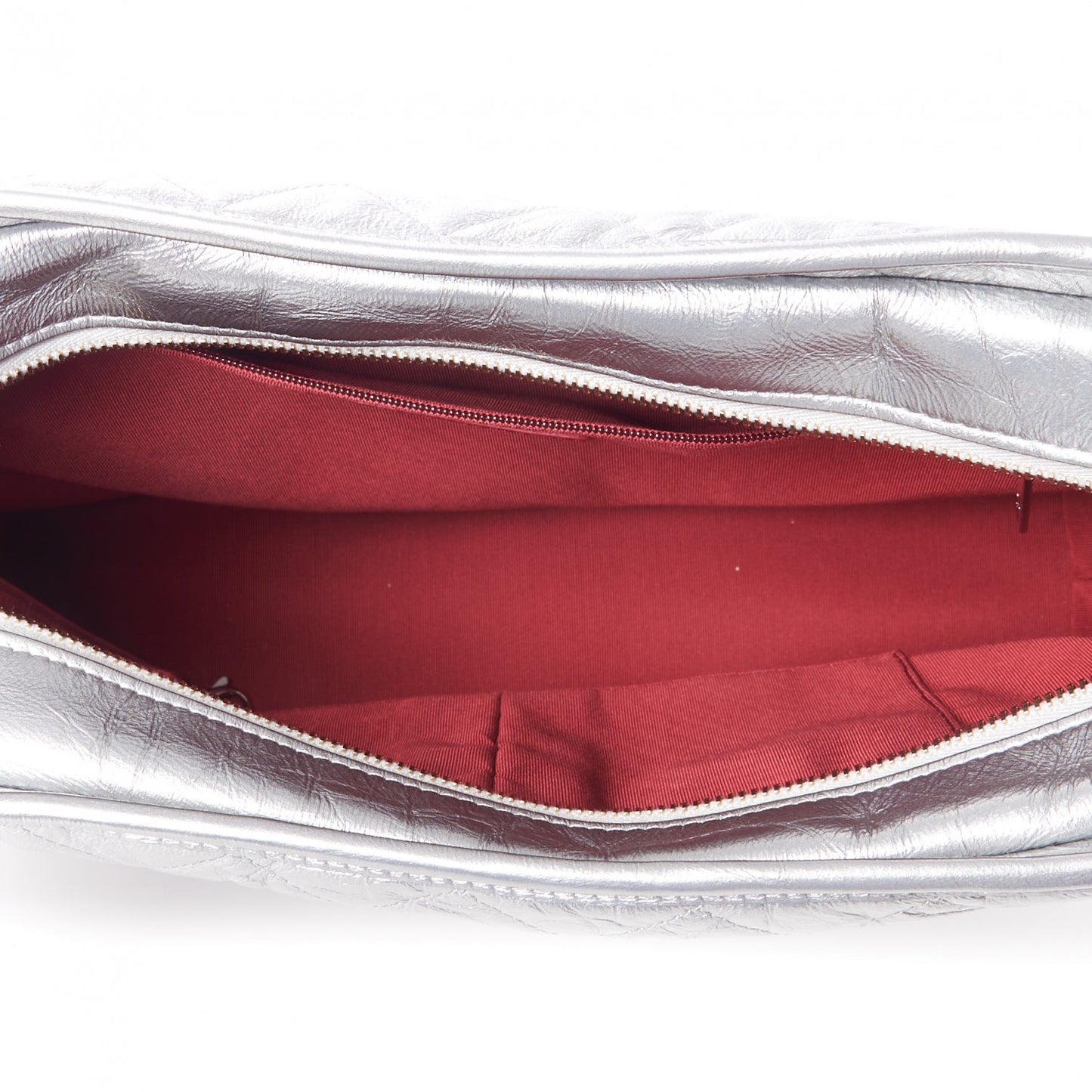 Metallic Lambskin Calfskin Quilted Large Gabrielle Hobo Silver