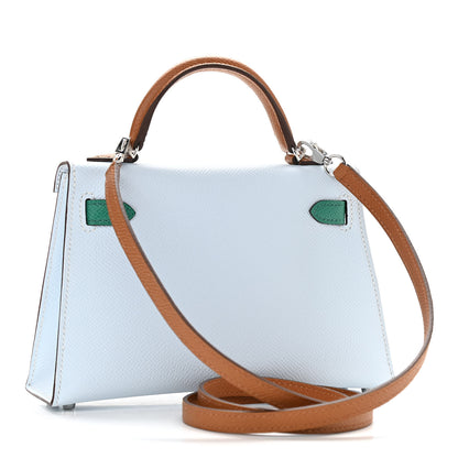 Hermes Epsom Mini Kelly Sellier 20 Bleu Brume Vert Jade Gold 3 of 11