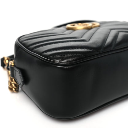 Gucci Calfskin Matelasse Small GG Marmont Chain Shoulder Bag Black 9 of 10