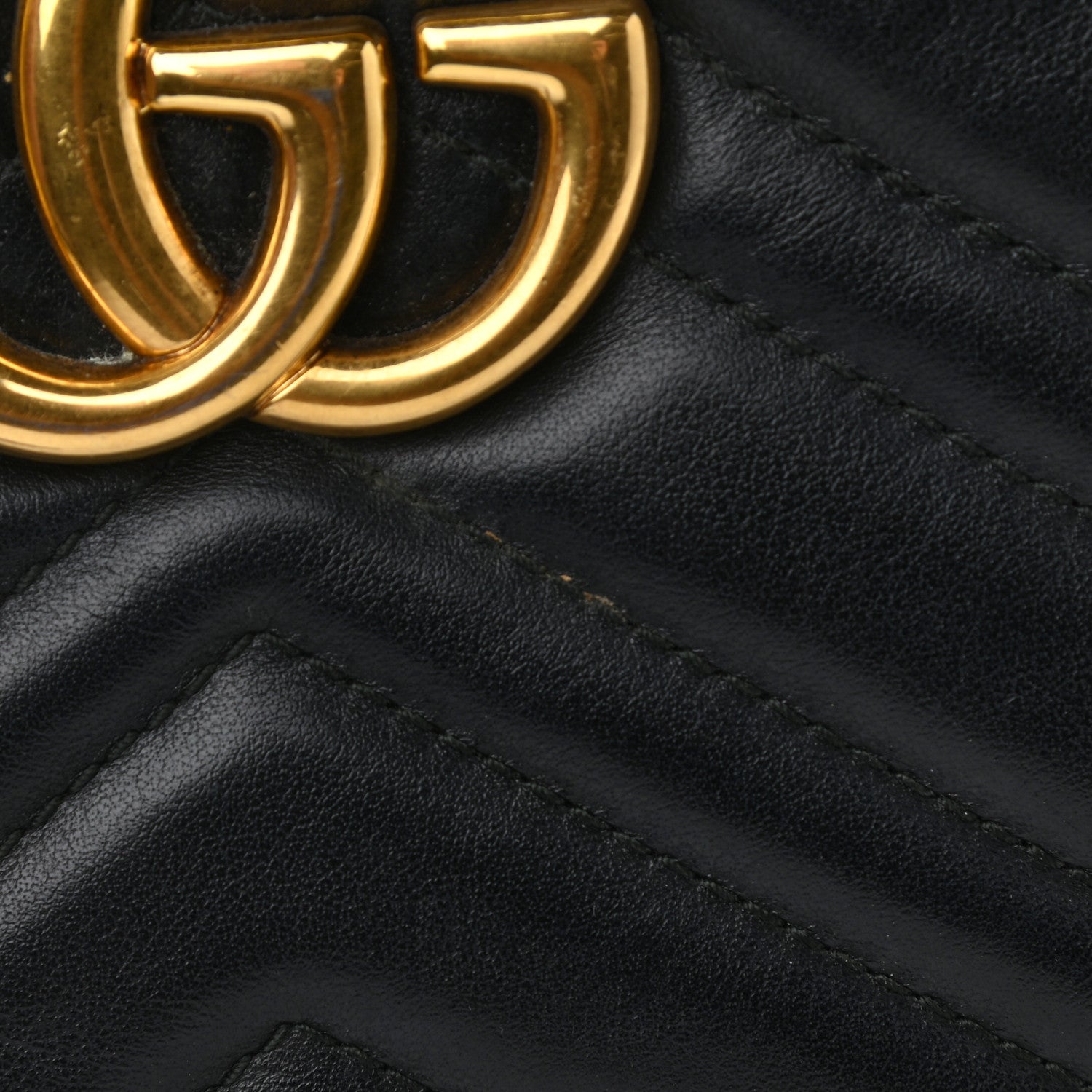 Gucci Calfskin Matelasse Small GG Marmont Chain Shoulder Bag Black 15 of 15