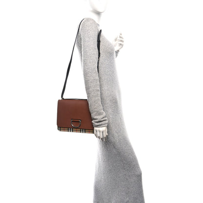 Burberry Goatskin Vintage Check Medium D-Ring Bag Tan Black 2 of 9