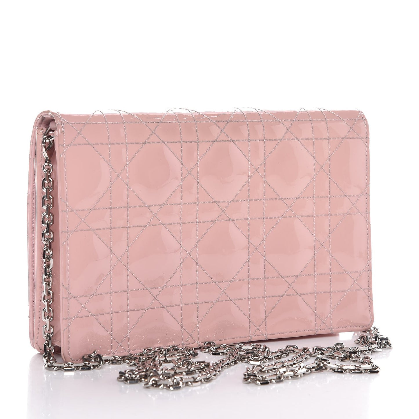 Patent Cannage Lady Dior Wallet On Chain Rose Clair