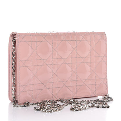 Christian Dior Patent Cannage Lady Dior Wallet On Chain Rose Clair 3 of 7