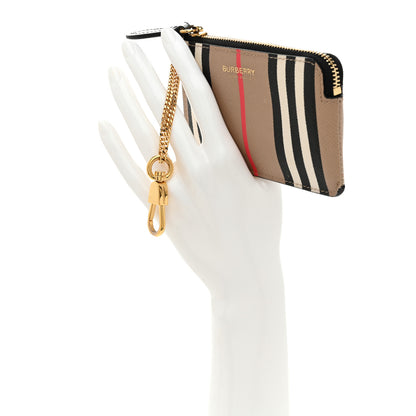 Burberry E-Canvas Calfskin Icon Stripe Zip Coin Case Archive Beige 2 of 6
